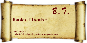Benke Tivadar névjegykártya